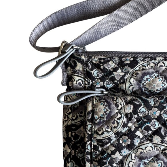 Vera Bradley Deluxe Crossbody Purse Bag Floral Blue Gray Adjustable Strap - Picture 14 of 16